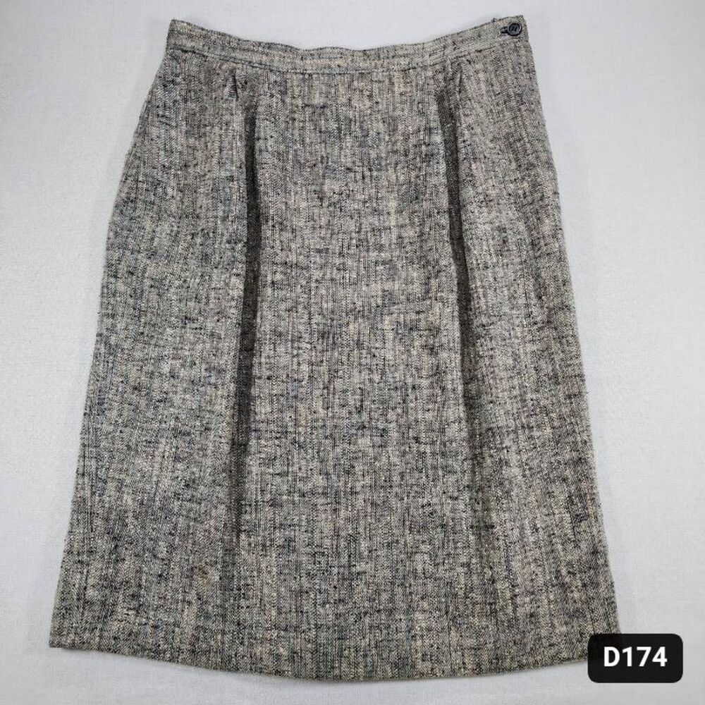 Peabody House Vintage 1980s Tweed A-Line Skirt Size 11/12 Gray Good Condition